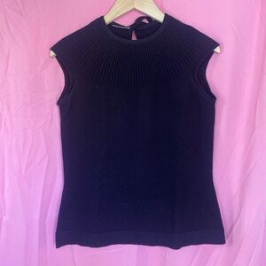 Vintage Black Ribbed Sleeveless Knit Top